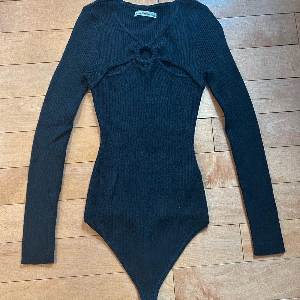 Abercrombie & Fitch Black Long Sleeve Sweater Bodysuit